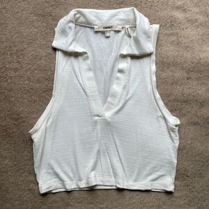 Koton off white v neck collared crop top